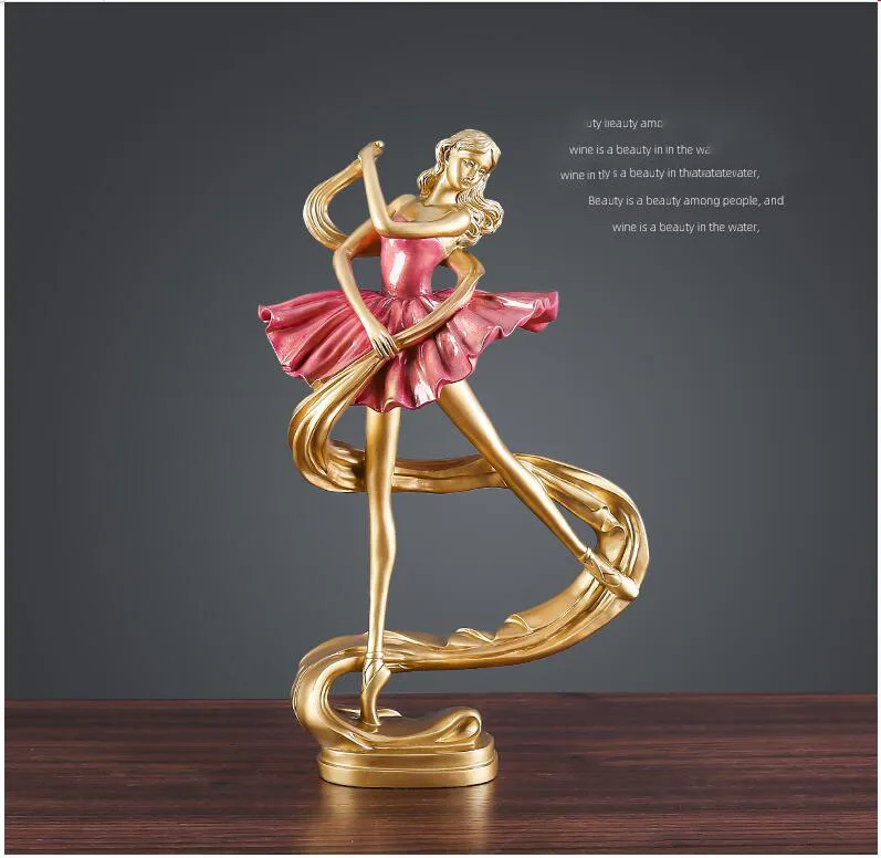 European Resin Ballet Girl Statues Object Decoration Home Livingroom Bedroom Figurines Ornaments Office Accessories Crafts Art