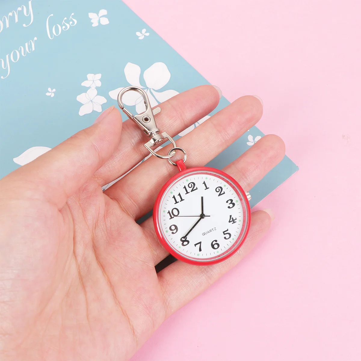 

Vintage Pocket Keychain Red Pendant Chain Necklace For Men Women Hanging Watch Retro Pendant Chain Necklace Fashion Accessory