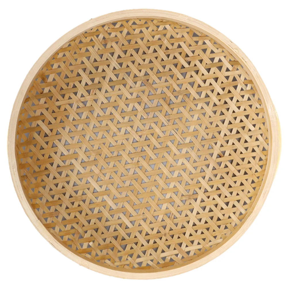 Bamboo Woven Basket Snack Plate Storage (large Size) Hanging Wicker Tray Round Rattan Desktop Fruit
