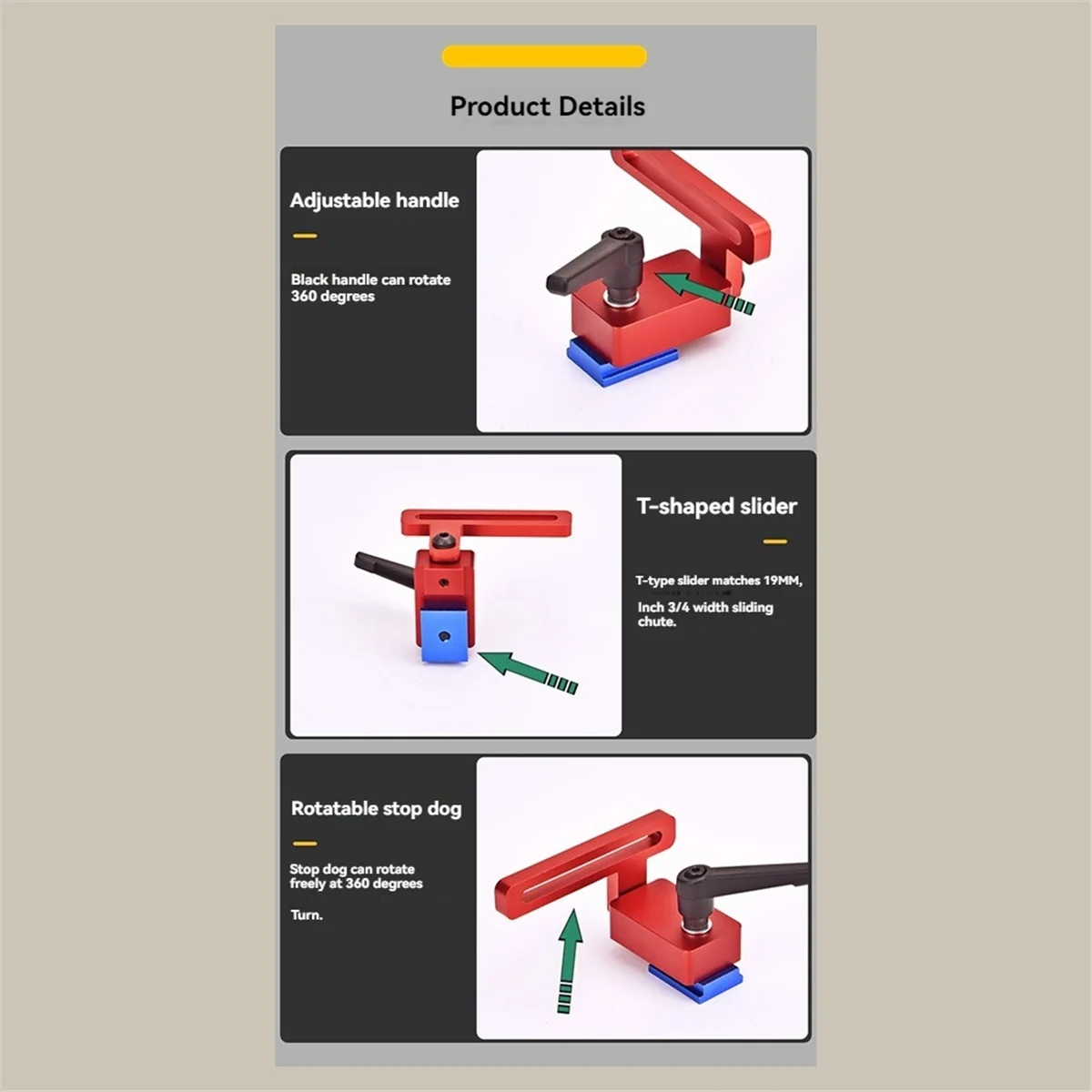 New 30 Type Miter Track Stop -Miter Track Jig , T Track Stop Block with Lock for Standard T-Track Woodworking Tools