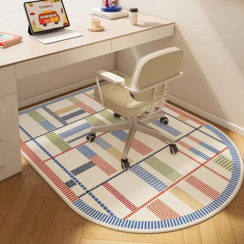 Loop Pile Study Room Carpet For Bedroom, Computer Desk Study Chair Sound Insulation Wheels Swivel Chair Protective Mat Decor