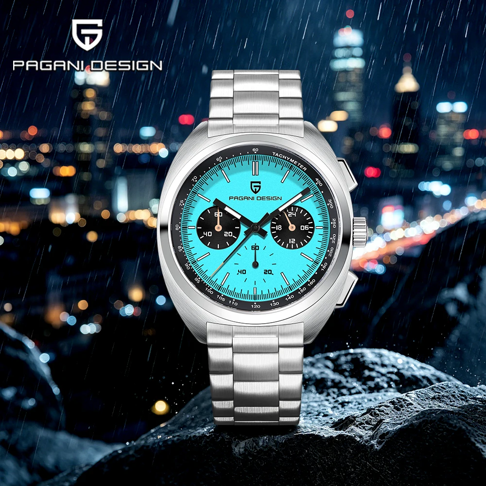 2026Pagani design Panda dial men's watch light luxury Quartz watch Japan Vk63 sports Chronograph Sapphire men's watch waterproof view 3