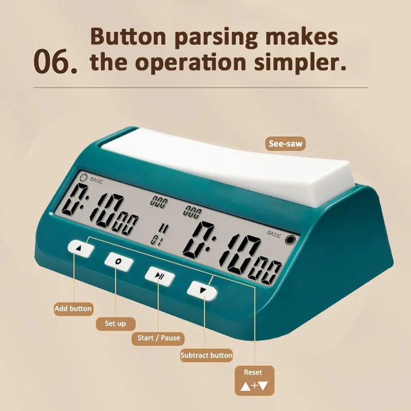 Picture 6: Judge Timer Newly Upgraded Go Timer Professional Board Games Timer 5 Major Timing Rules Referee  Match Chess Clock Bluish Green