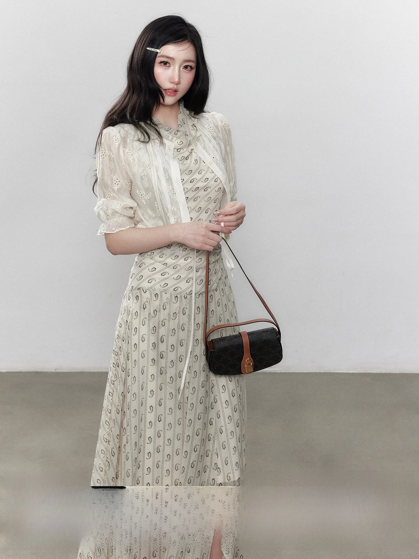 

Дышащая тонкая вязаная кофта Yuzhi с вышивкой и ажурными элементами из шелково-хлопковой смеси для женщин, летняя, с охлаждающим эффектом, рукав 3/4