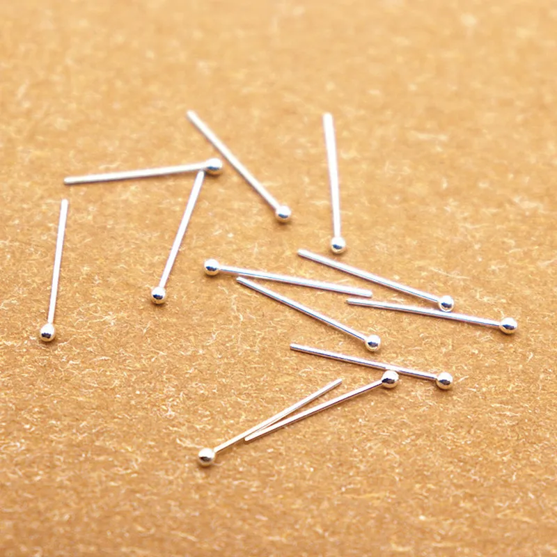 Solid 925 Sterling Headpin Needles with Ball 0.5mm Earring Dangle Pendants DIY Jewelry Findings Accessories 1PC