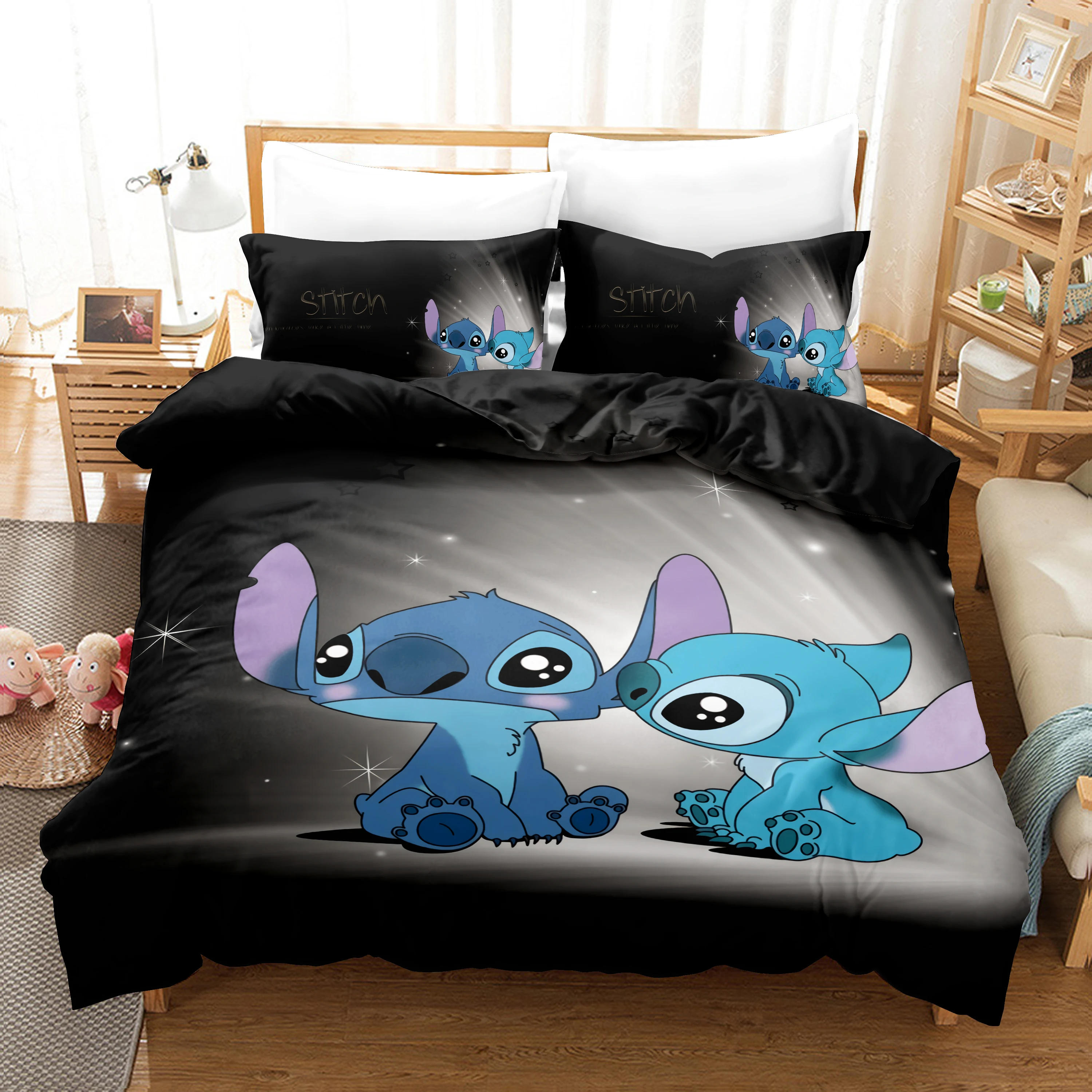 

Stitch Printed100% Polyester Children 3D Children'S King Size Bedding Duvet Cover Set Cute Printed Cartoon Quilt Cover Home