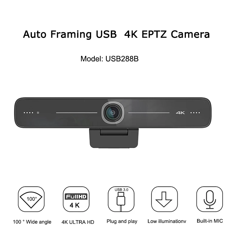 

AI Ultra HD 4K Conference Camera USB Video and Audio Conferencing System All-in-One Webcam with Microphone for Meeting Rooms