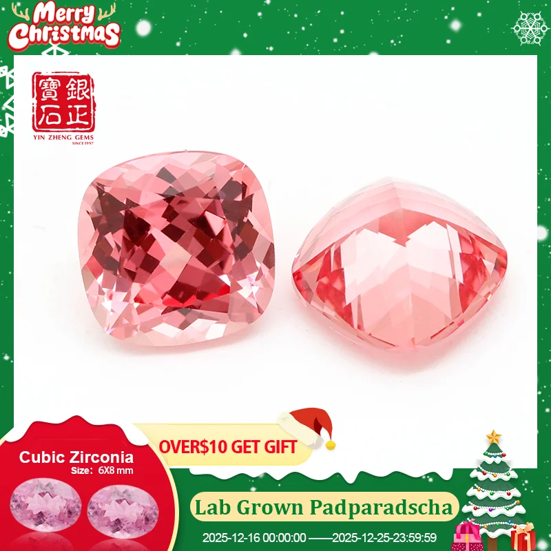 

YinZheng Cushion Czochralski Lab Grown Padparadscha Sapphire Provide AGL Certificate Cultivate Padparadscha For Making Jewelry