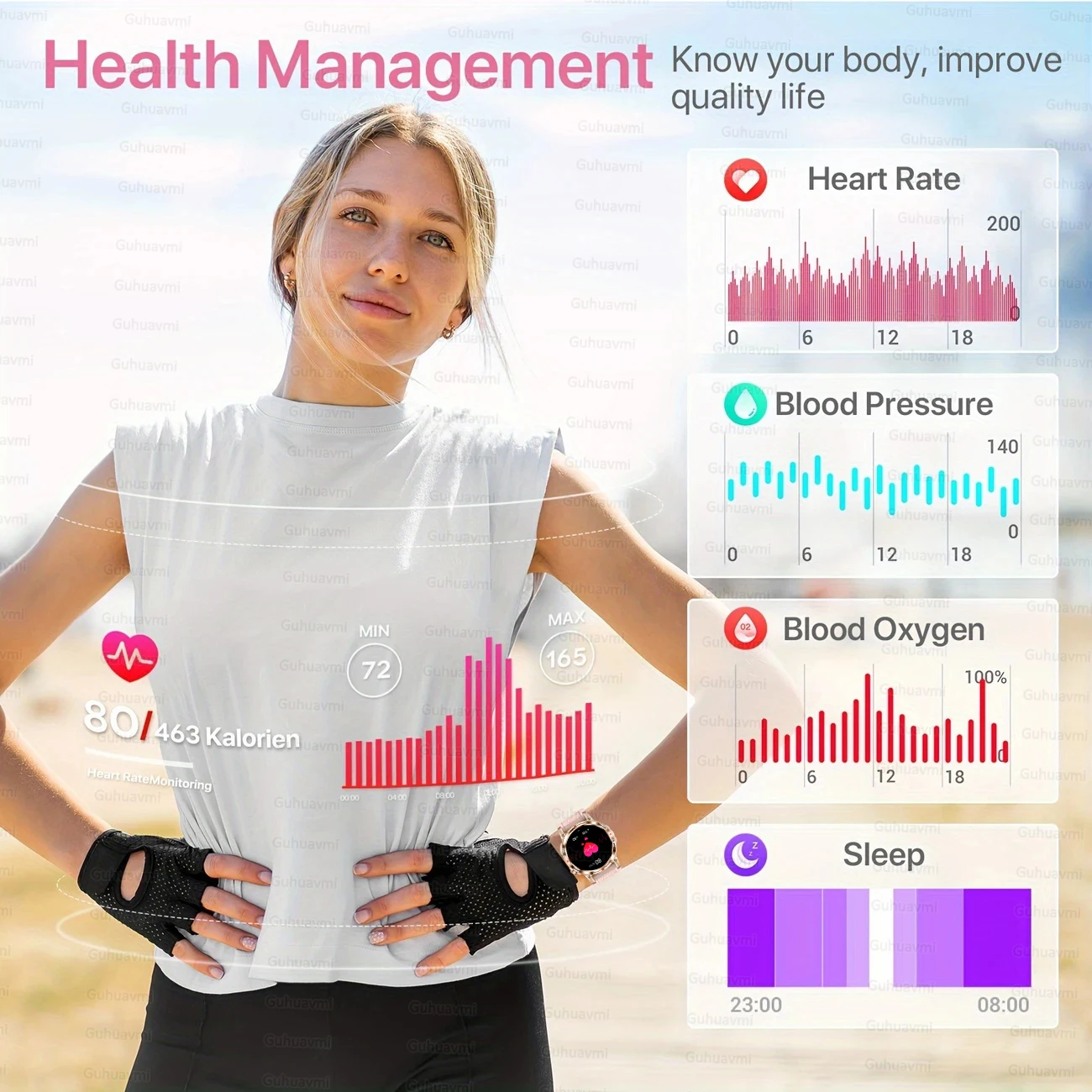 New Outdoor Sports Women Health Tracker Compass GPS positioning Smart Watch Heart Rate Blood Pressure  Bluetooth Call SmartWatch - Image 3