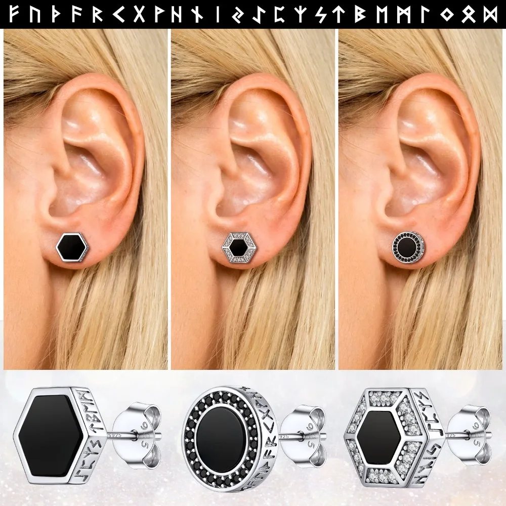 Regalos Originales Pendientes Vikingos Plata Ley 925 - Runas Nórdicas, Diseño Punk - Para Hombres Y Mujeres, Regalo Ideal Joyería Temática Regalo Hombre Mujer