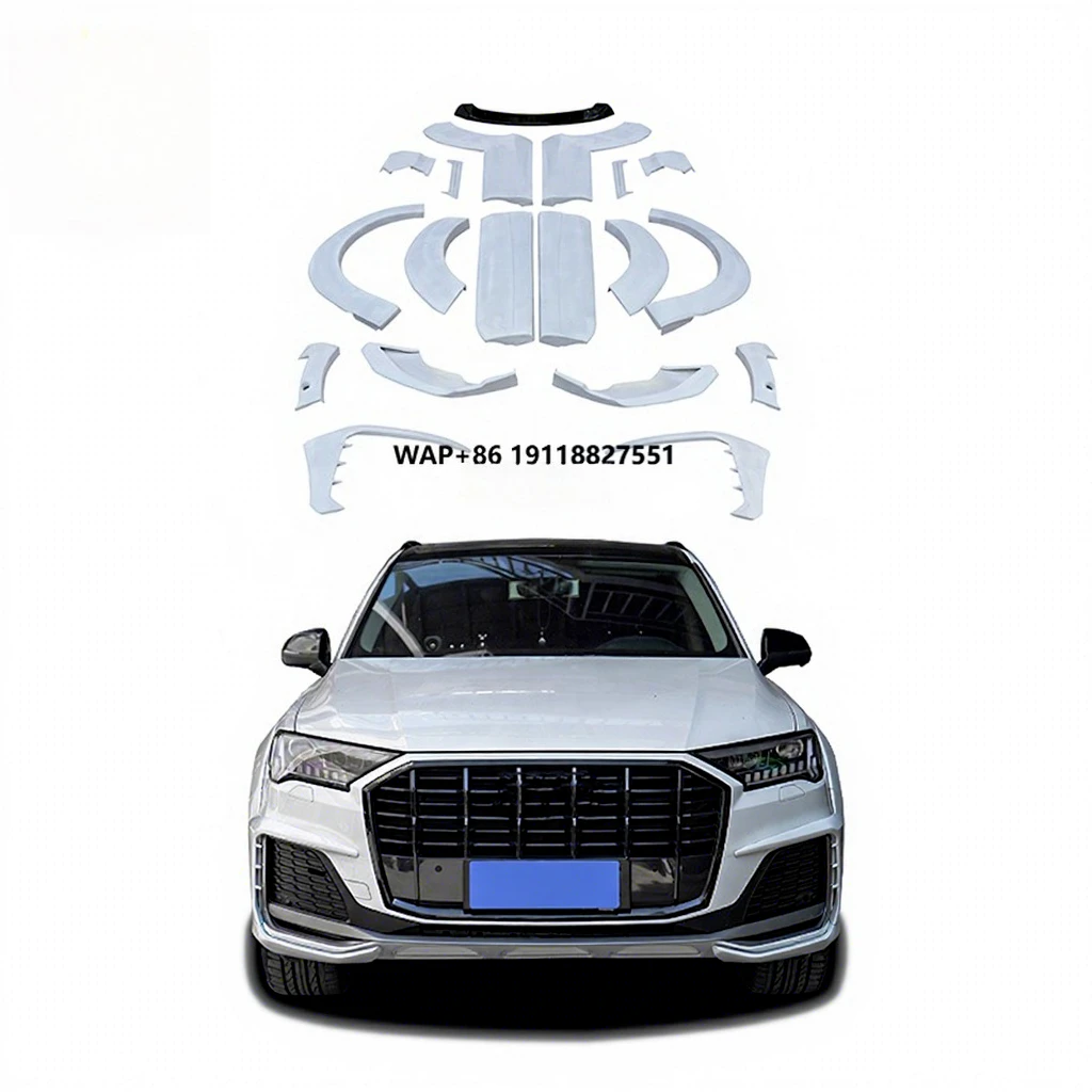 Upgrade at Style Fiberglass Front Wrap Angle Rear Wheel Arches Flare Roof Window Spoiler Wide Bodykit forQ7 Body Kits
