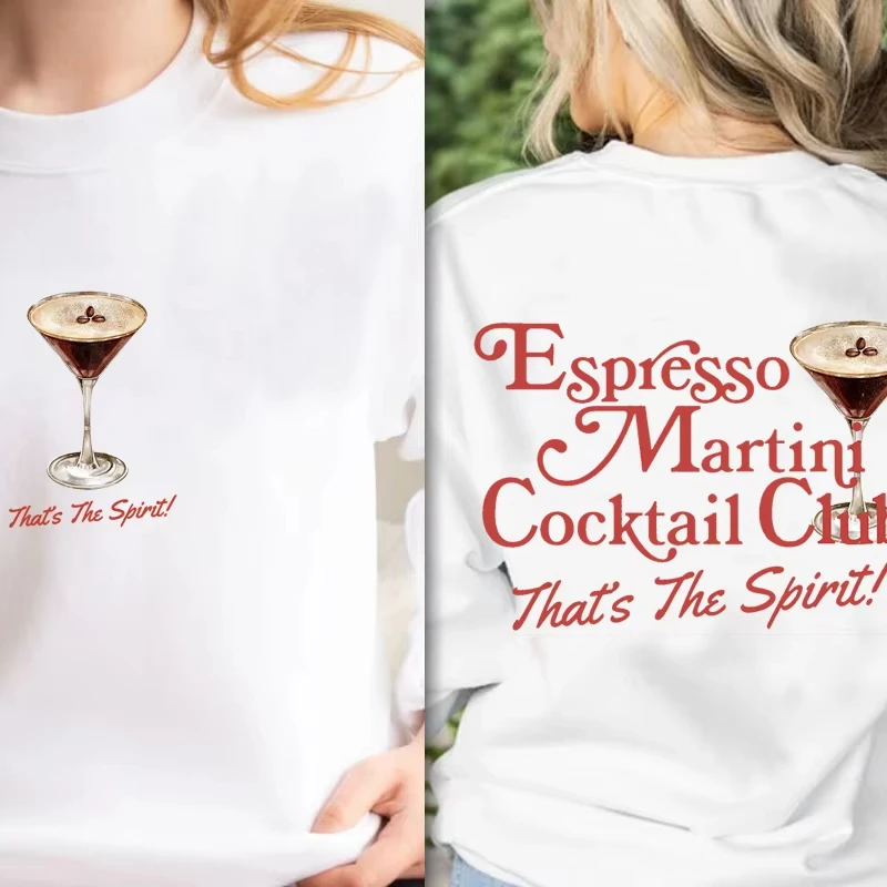 

Толстовка Espresso Martini, толстовка с капюшоном для коктейльного клуба, старые деньги, эстетические ретро толстовки Y2K, толстовка с круглым вырезом 90-х годов, женская одежда