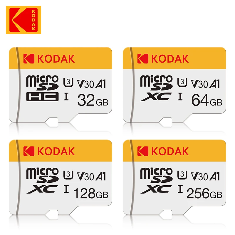 5Pcs Kodak Original Micro TF SD Cards 32GB 64GB 128GB 256G U3 V30 Flash Card 4K Full HD Memory Card TF Memory for Phone/Computer