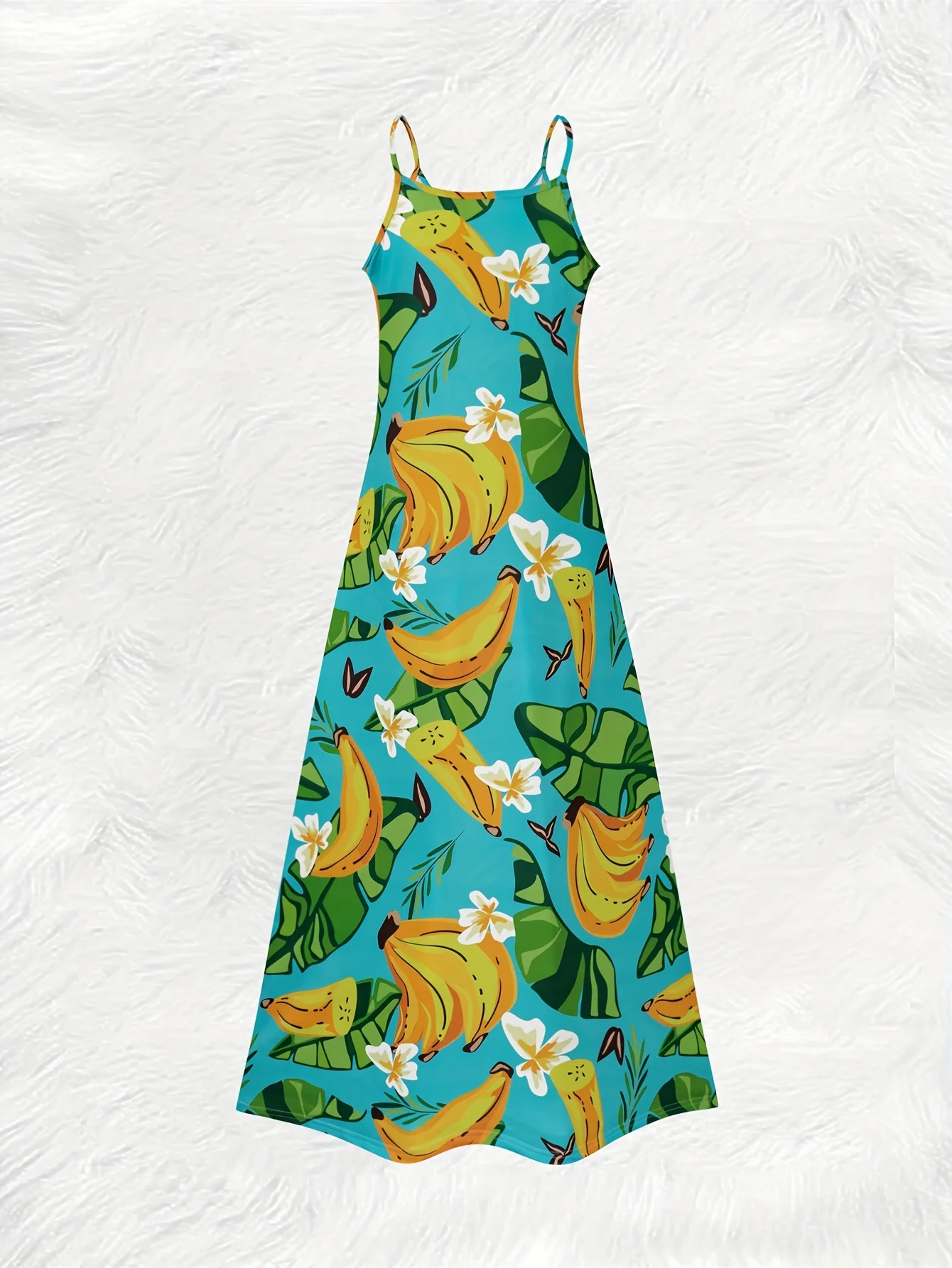 Printed Design Four Seasons Resort Style Banana Leaf Printed Dress