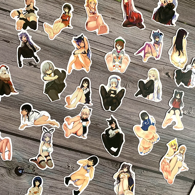 50pcs Cartoon Feet Sexy Beauty Car Sticker Decoration Car Tablet Phone Helmet Matte Film DIY