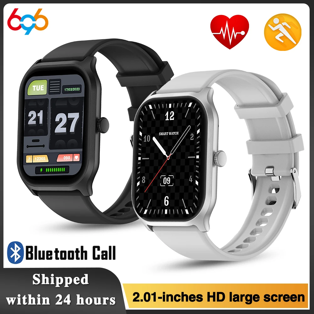 Blue Tooth Call Men's Smart Watch Women 2.01-inch IPS Display Voice Call 24H Health Monitor 123+ Sports Mode Fitness Smartwatch