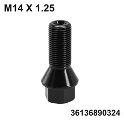 1pcs Wheel Lug Bolt 36136890324 For BMW Wheel Nut Stud Bolt M14 X 1.25 Black F25 X3 E70 E70N / E71 / F20 / F21 / F22 / F45