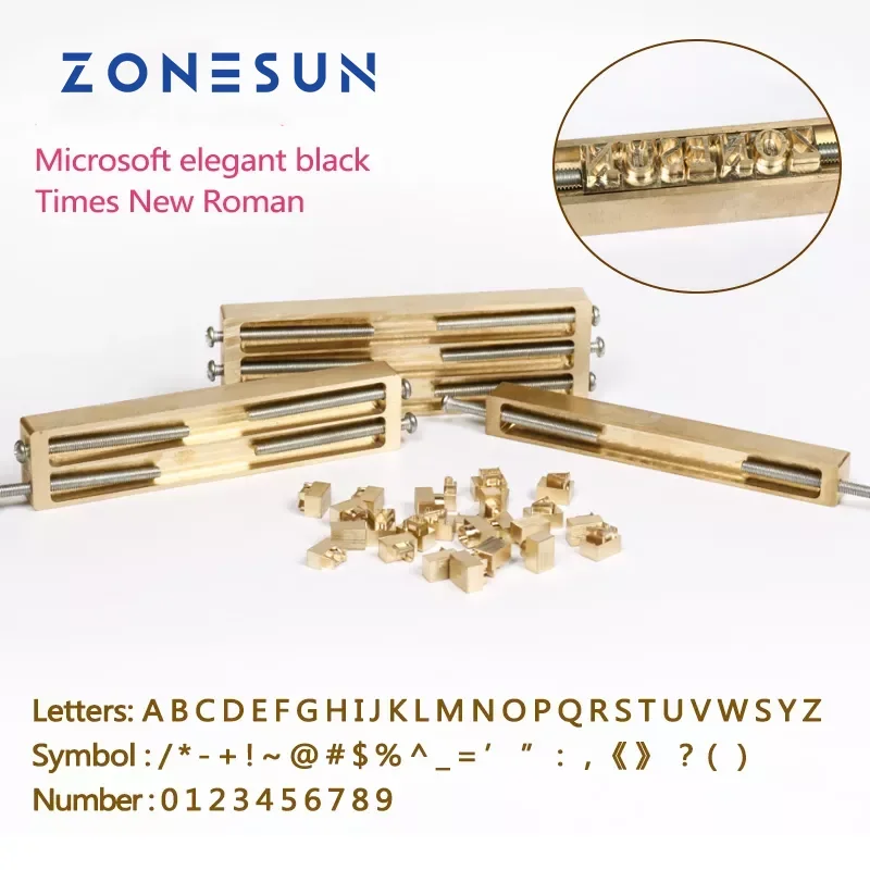 ZONESUN Embossing Letter Mould CNC Engraving Mould Brass Embossing Die Number Alphabet Holder