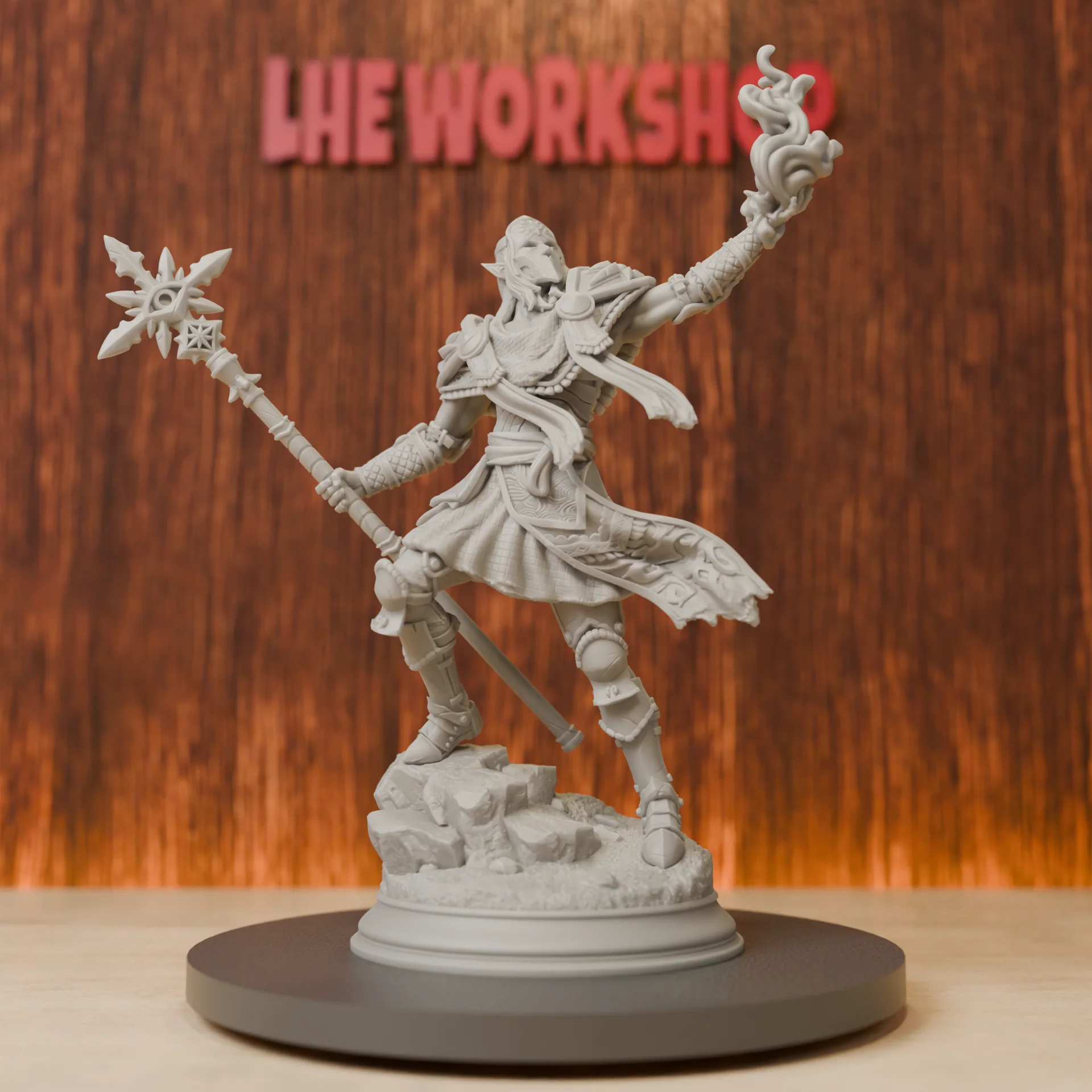 Elf Wizard Miniatures | 28mm-75mm | Resin 3D Printed DND Pathfinder Mini | Unpainted Grey