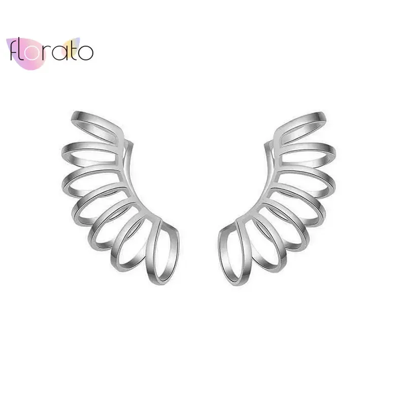 24k Gold-Plated Silver No Piercing Hollowed Out Wings Clips Women C Shape Metal Adjustable Slim Ear Cuff Ear Cuff Women Jewelry