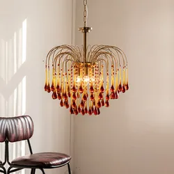 Decorative living room chandelier French style lamp creative water drop restaurant bedroom light luxury crystal lamp
