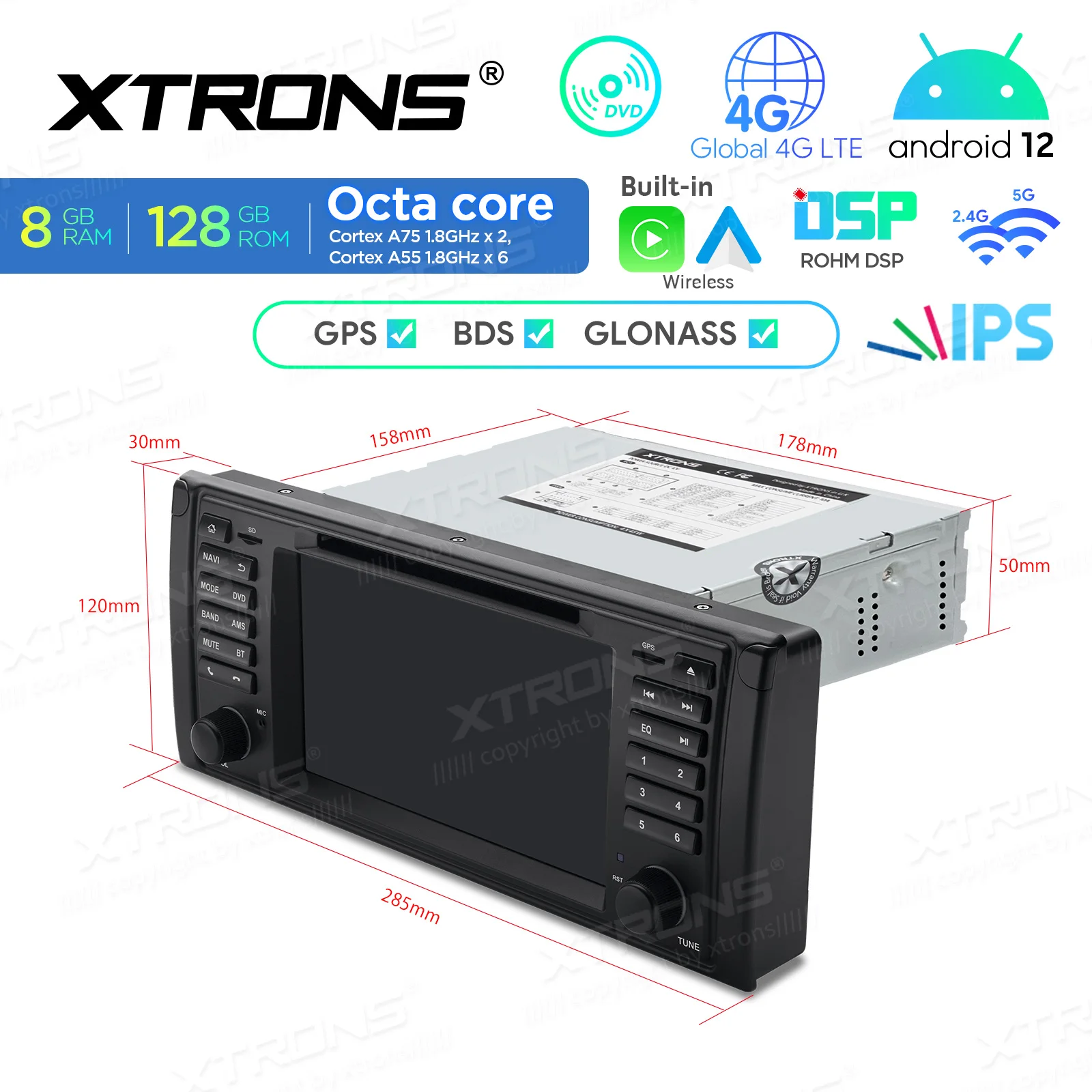 

XTRONS 7''Android 14 Car DVD Multimedia Player for BMW E39 Octa Core 8+128 Car Radio Built-in 4G CarPlay WIFI AA ROMH DSP CANbus