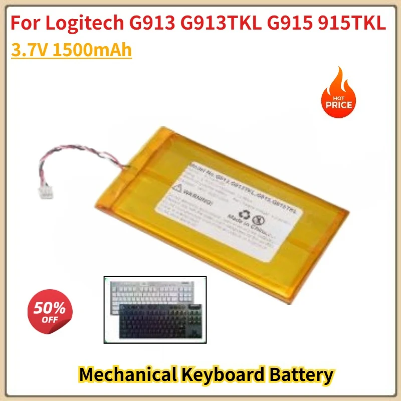High Quality Battery 3.7V 1500mAh For Logitech G913 G913TKL G915 915TKL Mechanical Keyboard Brand New Replacement Battery