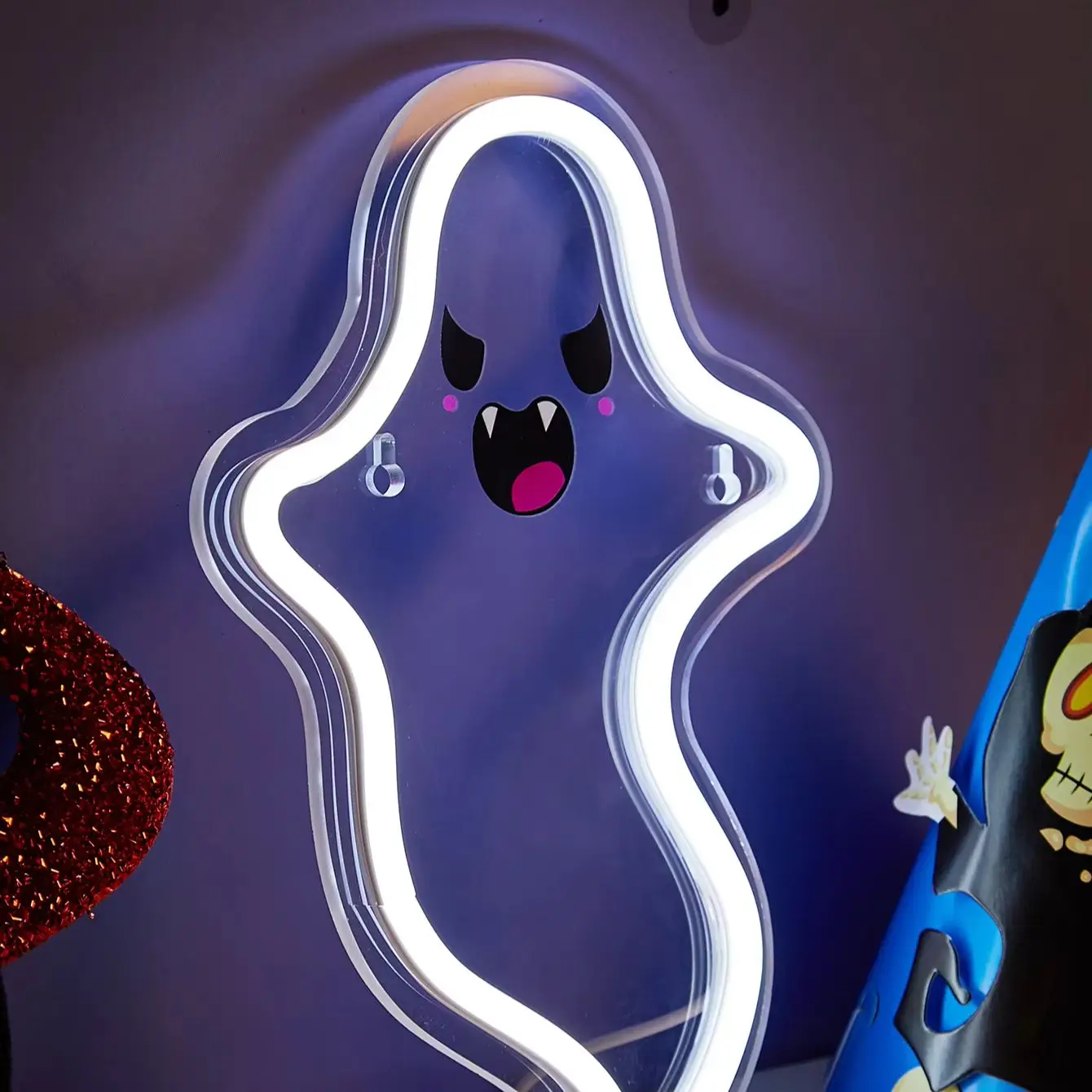 Chi-buy LED Neon Ghost USB Powered Neon Signs Night Light 3D Wall Art Bedroom Living Room Decor Lamp Signs