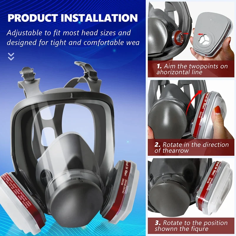 1 Set Full Mask Dust-Proof Respirator Nuclear Mask With Filters Protection Dust Mask For Painting Protection