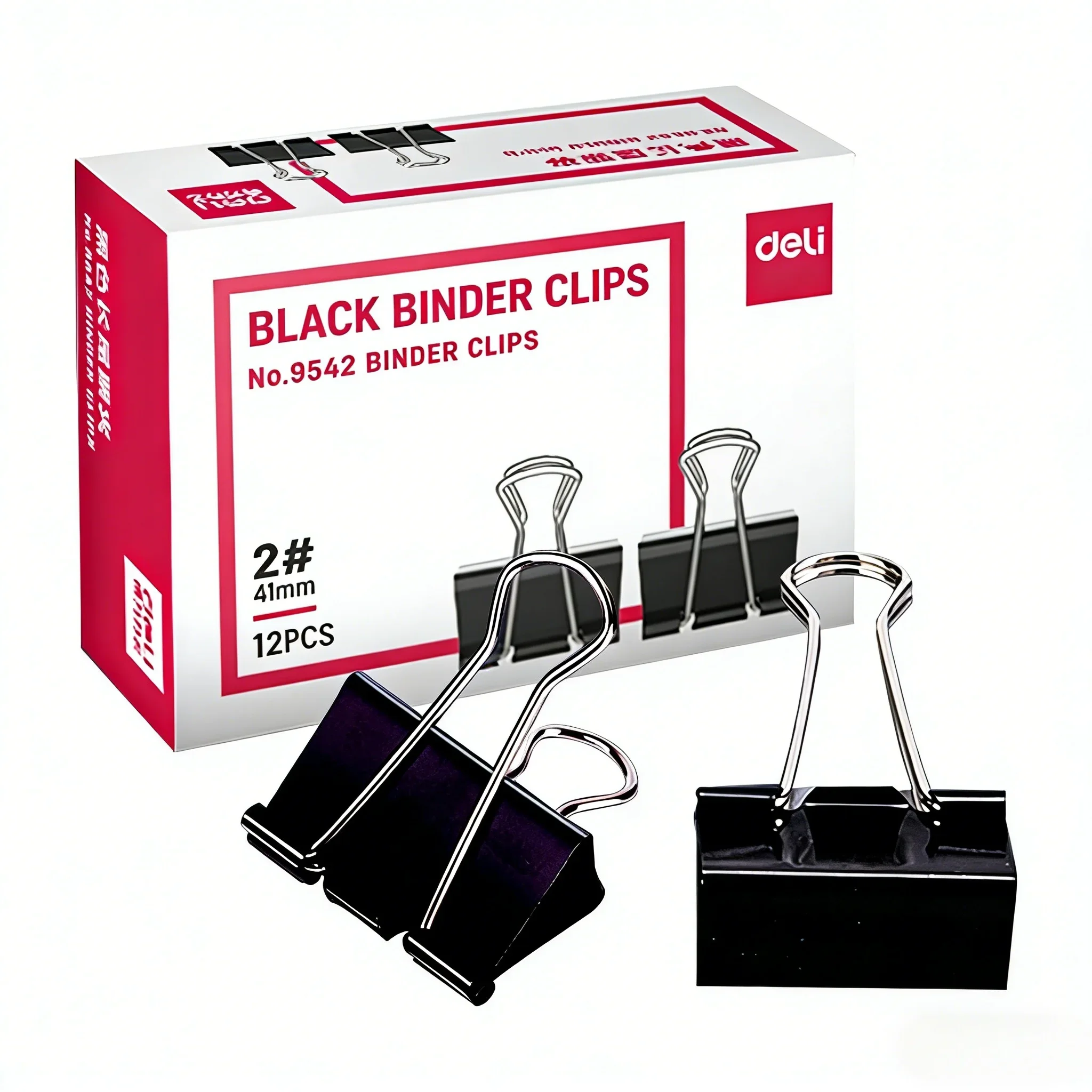 954 Series Black Binder Clips 12pcs/Box Mixed Sizes Metal Paper Clamps Long Tail Clips for Office School Document Organizer