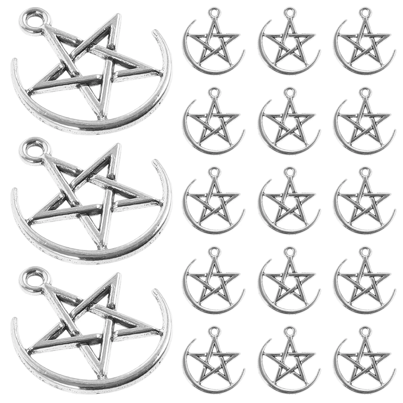 

50pcs Star Moon Pendant Charms Zinc Alloy Jewelry Crafts Mini Silver Metal DIY Accessories 17x19mm 0 9g Bracelet for crafts