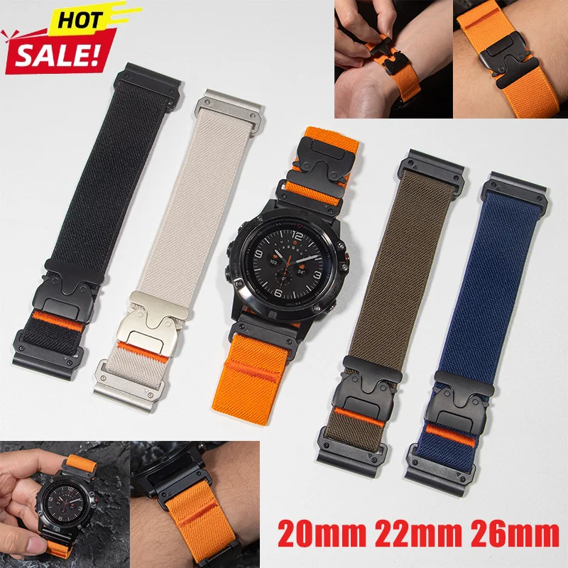 20 22 26mm Quick Fit Nylon Strap for Garmin Quatix 8 Fenix 8 Tactix8 43/47/51mm Fenix E/7/7X/7S Bracelet Correa Instinct 3 Band