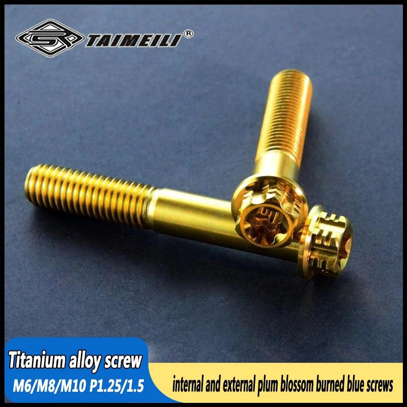 TAIMEILI Corrosion Golden GR5 Torx Flange Head Titanium Screw M6/M8/M10 p1.25/1.5 10~100mm Motorbike Brake  Refit 1PCS