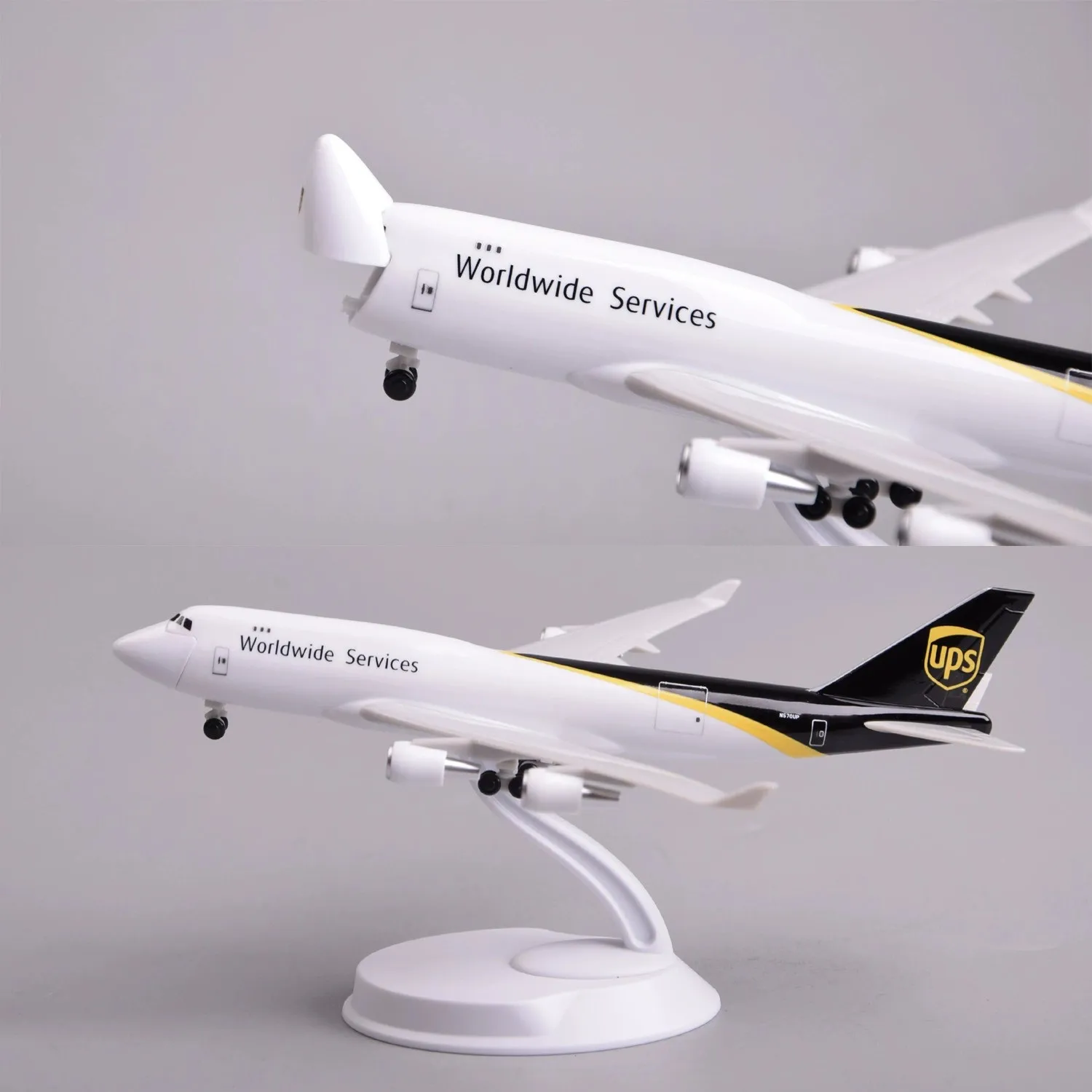 

UPS B747 cargo Airplane Model Kit Cabin Door Openable 20CM Scale Aircraft With Stand And Wheel For Aviation Enthusiasts Gifts