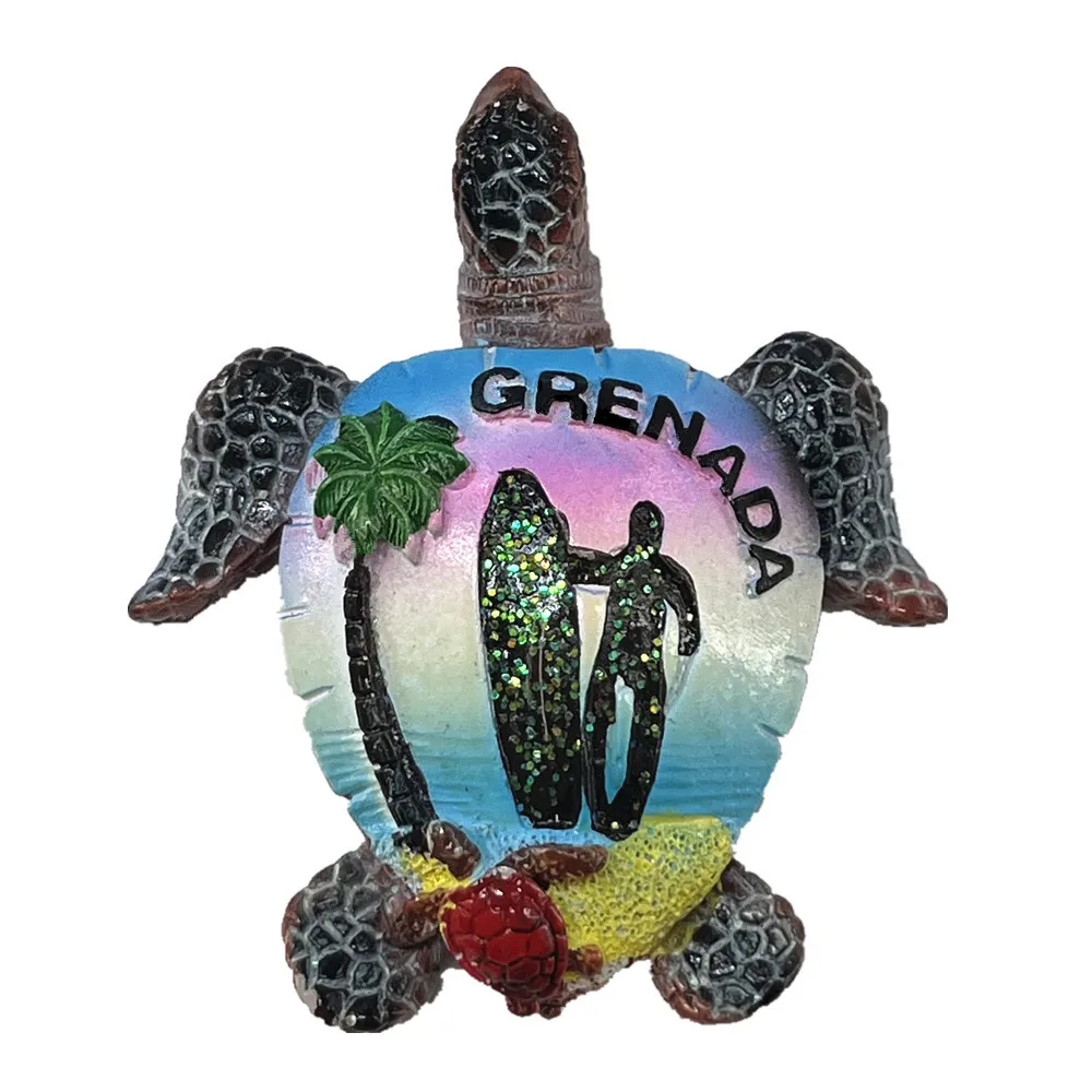 Grenada 3D Sea Turtle Fridge Magnet, Resin Tropical Beach Souvenir, Travel Gift & Collectible
