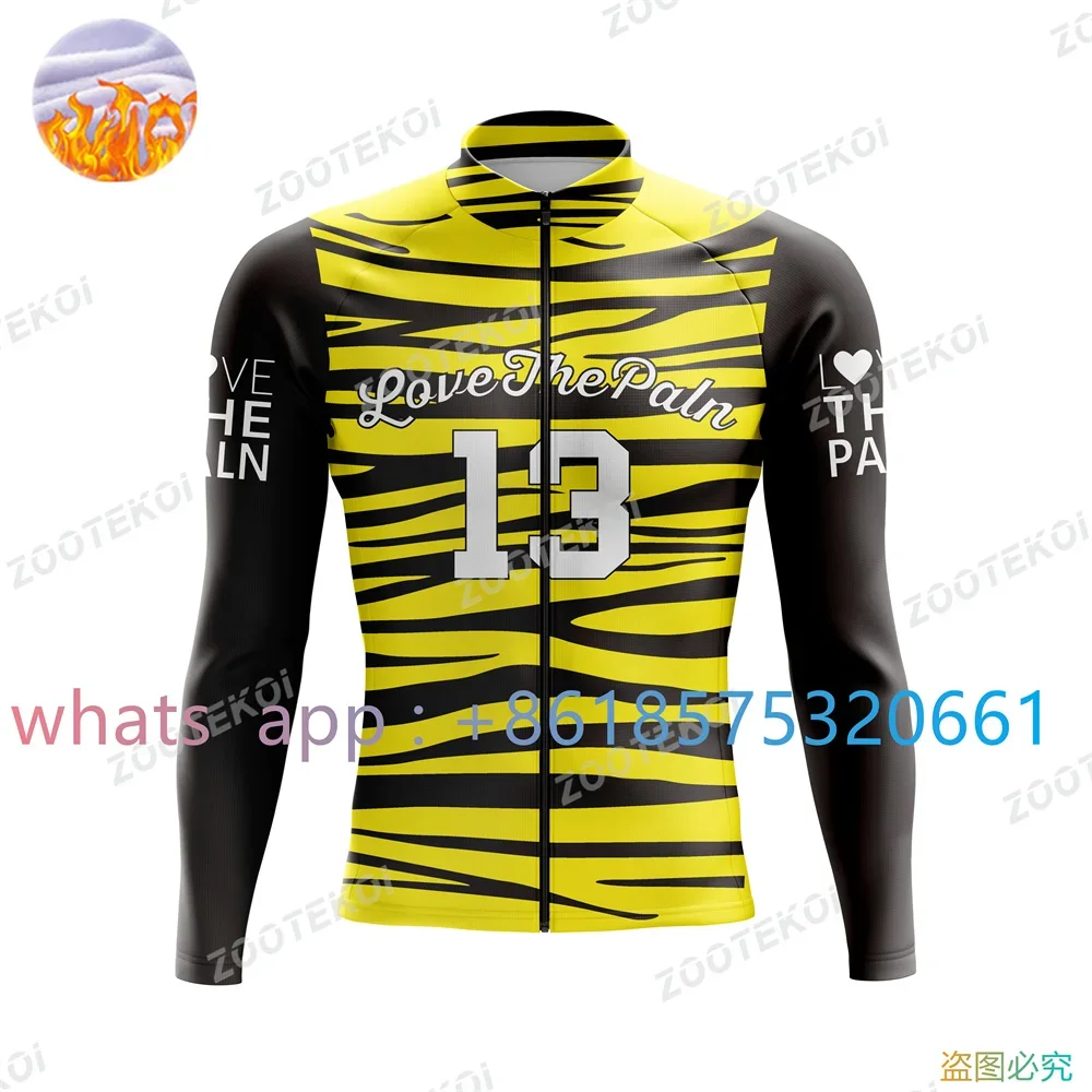 Usa Love The Pain Winter Men Cycling Jacket Thermal Fleece Long Sleeve Coat Mtb Bike Jersey Warm Outwear Maillot Ciclismo Hombre