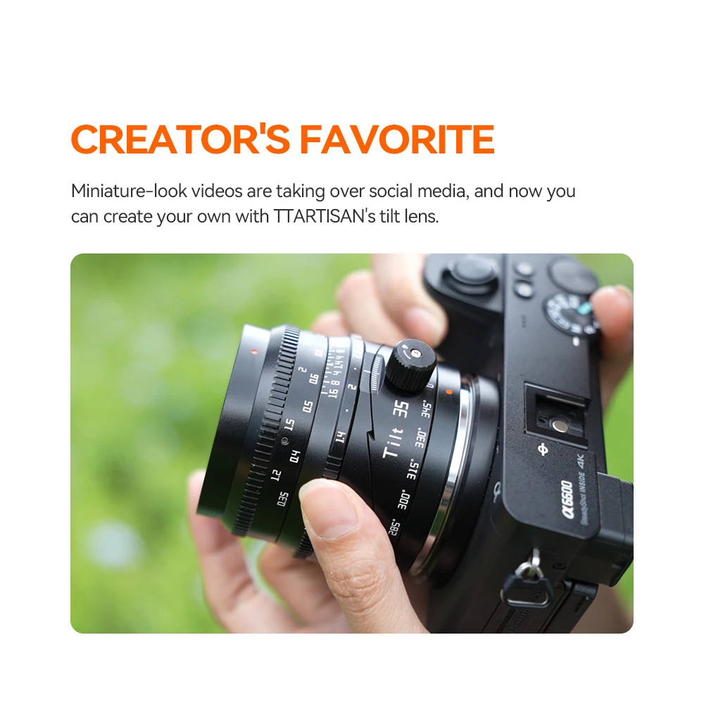 TTArtisan Tilt 35mm F1.4 APS-C Large Aperture Lens for Creative Portrait and Street Photography Sony Fuji Nikon Mirrorless Camer