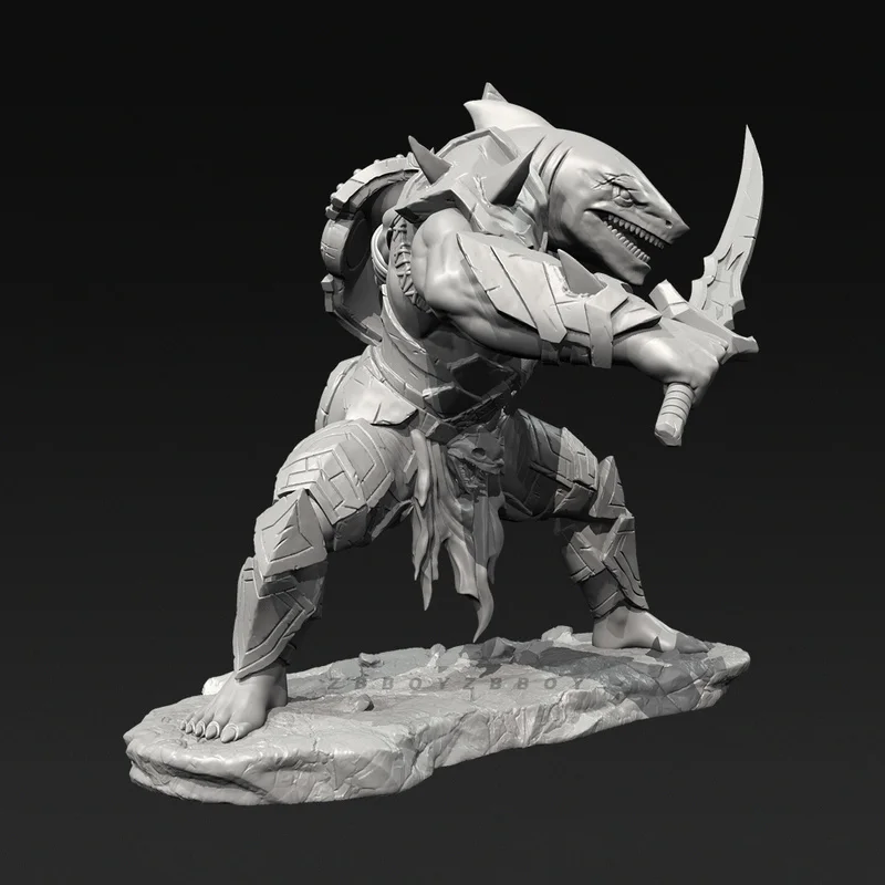 

38mm 50mm 75mm Resin Model Figure Shark Monster Gk Micro Miniature 3d Printed White Model Toy Unassembled And Unpainted Kit