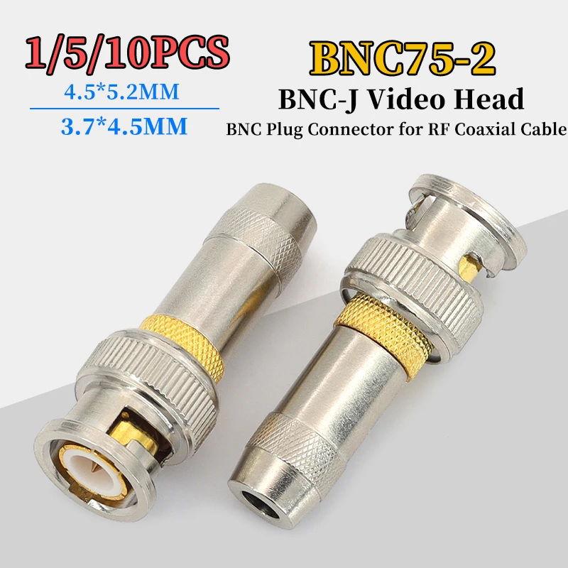 1/5/10Pcs Welded Gold-plated BNC-J Video Head for RF Coaxial Cable RG174 RG188A RG316 LMR100