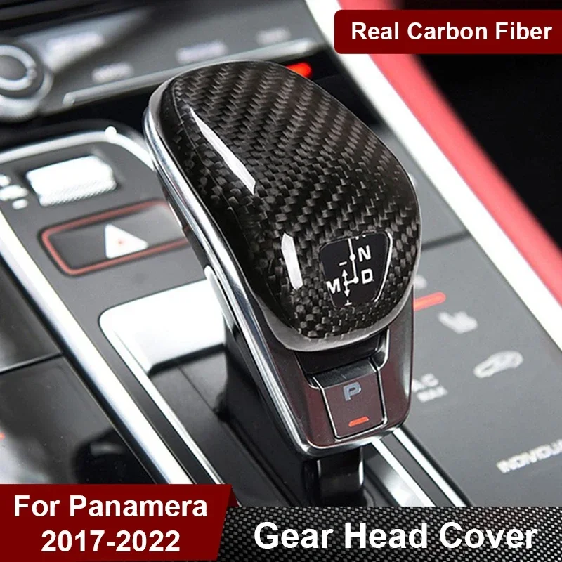 For Porsche Panamera 971 2017-2022 Real Carbon Fiber Car Gear Shift Knob Console Head Protection Cover Interior Accessories - Image 2