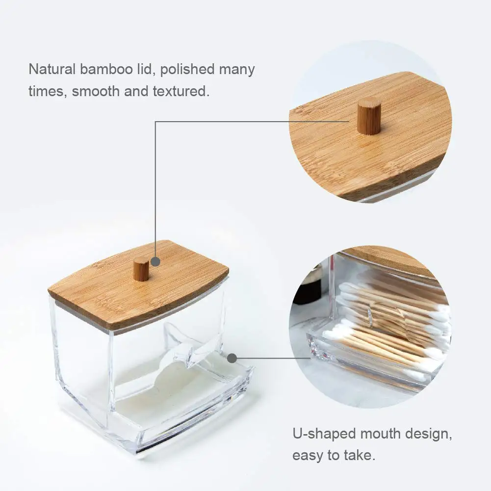 Small Cotton Swab Dispenser, Plastic Ear Stick Swabs Holder, Square Toothpick Storage Container, Bathroom Countertop Decorative