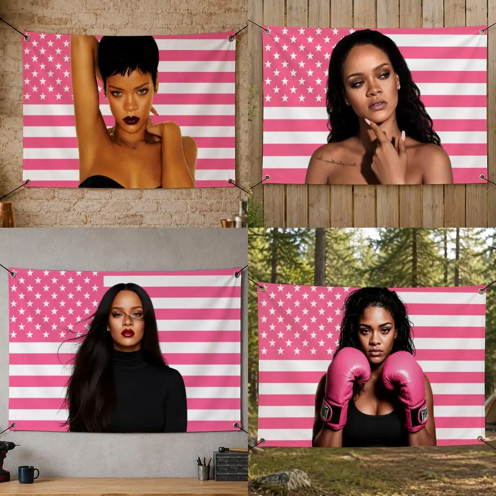 Music Art Pop Artist Famous Global Star Music R-Rihanna Flags Flag Banner for Bedroom Dorm Party Home Living Room Game Room Gift
