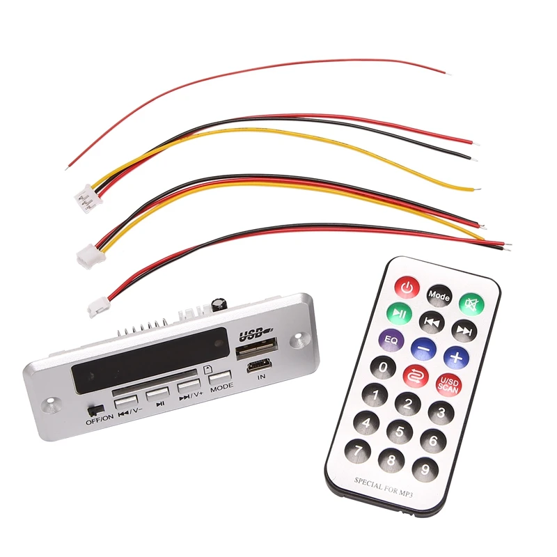 USB MP3 Decoder Board, 12V Car Stereo Bluetooth Decoder Module Support MP3 USB LINE In FM Decoder