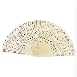 Chinese Style Wooden Carved Folding Fan Bamboo Pocket Fan Fashion Wedding Hand Fragrant Party Carved Folding Fan Vintage Hollow