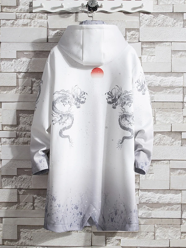 

Мужское длинное пальто, ветровка, древняя повседневная верхняя одежда с капюшоном, шило, большой размер, китайская модная осенняя одежда