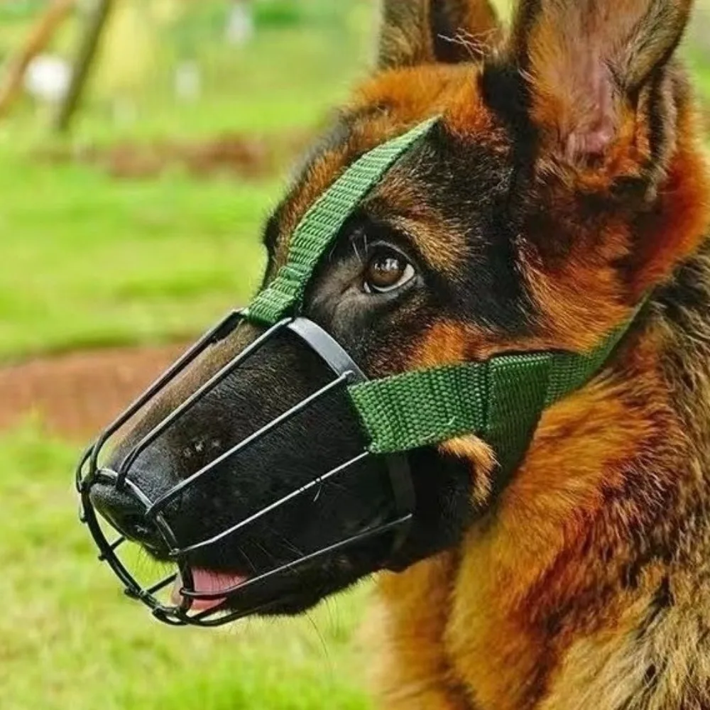 Breathable Dog Anti-Bite Metal Muzzle Adjustable Anti-Bite Metal Dog Mask Anti-Bark Heat-Proof Golden Retriever Mask Bulldog