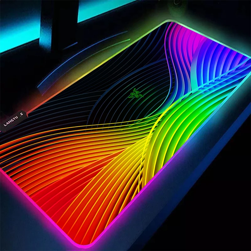 Alas Mouse LED RGB Razer Fashion Mewah, Alas Gaming Besar, Aksesoris PC, Alas Mouse Karet, Alas Laptop Ekstra Besar, Alas Meja Anti Selip HD