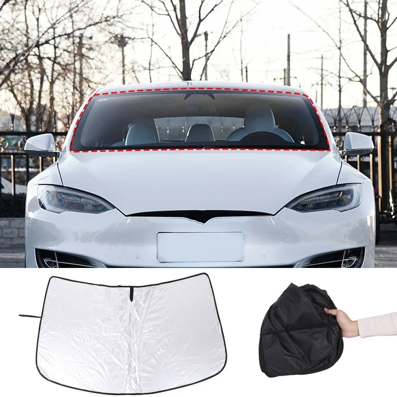 

Car Sunshade Front Windshield Sunshade Sun Visors Retractable Sun Shade Car Interior Accessories For Tesla Model S 2017-2026