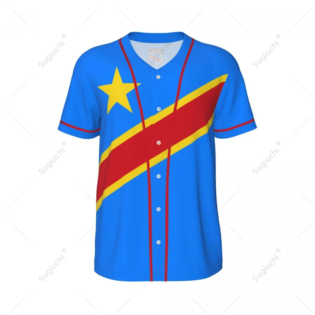 3D Printed Democratic Republic Of Congo Flag Men Baseball Mesh Sports T-shirt Tees Custom Name Nunber
