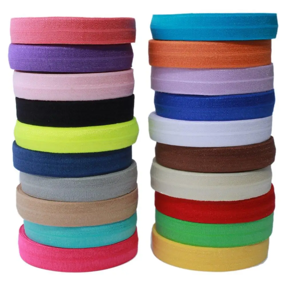 10 yards vouw elastische 5/8 ''15 mm stretch foldover FOE elastische lint op maat gesneden voor hoofdbanden haarelastiekjes